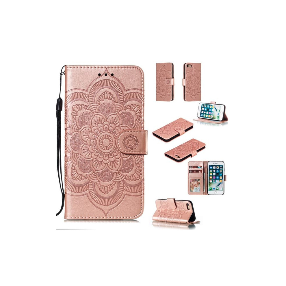 Mandala Wallet Case For Iphone 7/8/Se 2020 2022 Rose Gold 962125346206