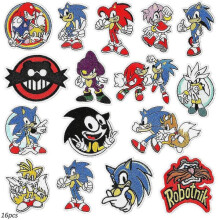 Sonic Theme Embroidered Patches Sew-On Iron-On 16 pcs