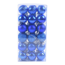 Blue Christmas Tree Balls Shatterproof Plastic 36 pcs