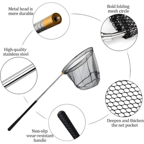 Fishing Net Telescopic Aluminum Handle 1.5m 1
