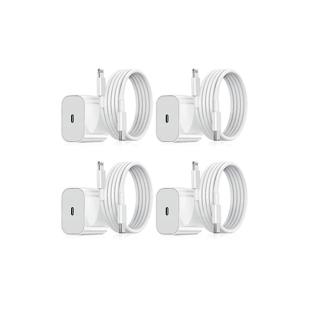 Iphone Fast Charger Adapter And Cable 20W 4 Pcs White 962029672807