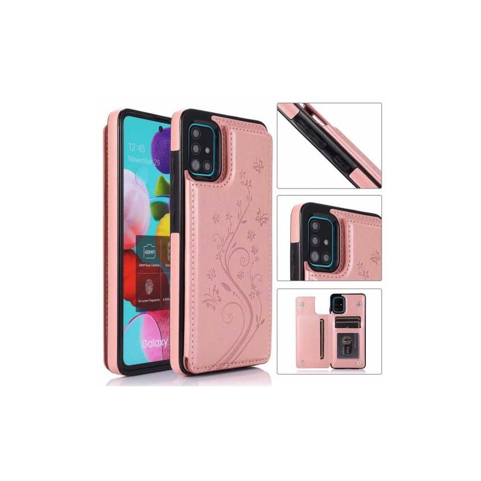 Samsung A71 Shockproof Flip Case With Card Holder, Rose 962125365665