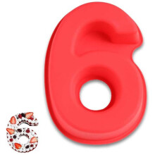 Silicone Cake Mold Digit Number 6 Red