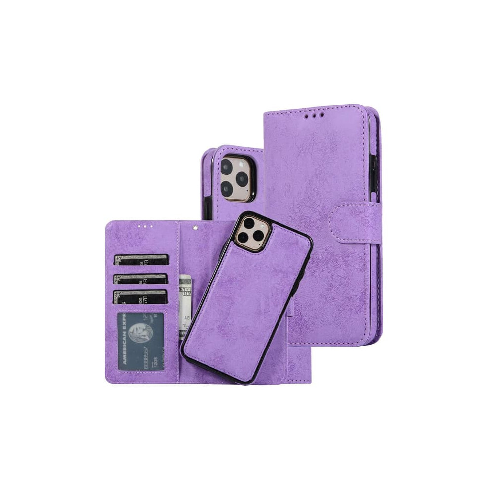 Iphone 14 Pro Leather Flip Wallet With Card Holder Purple 962029328056