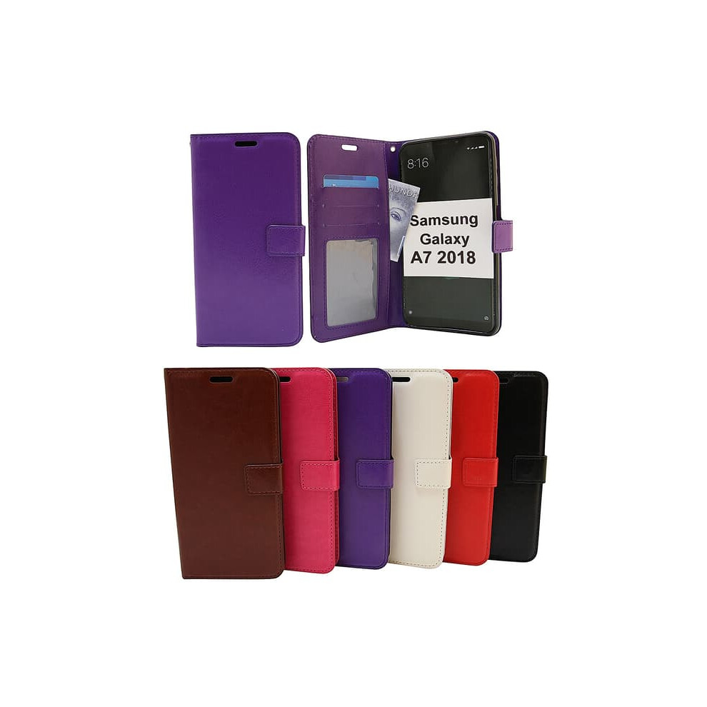 Crazy Horse Wallet For Samsung Galaxy A7 2018 Black 962029666042