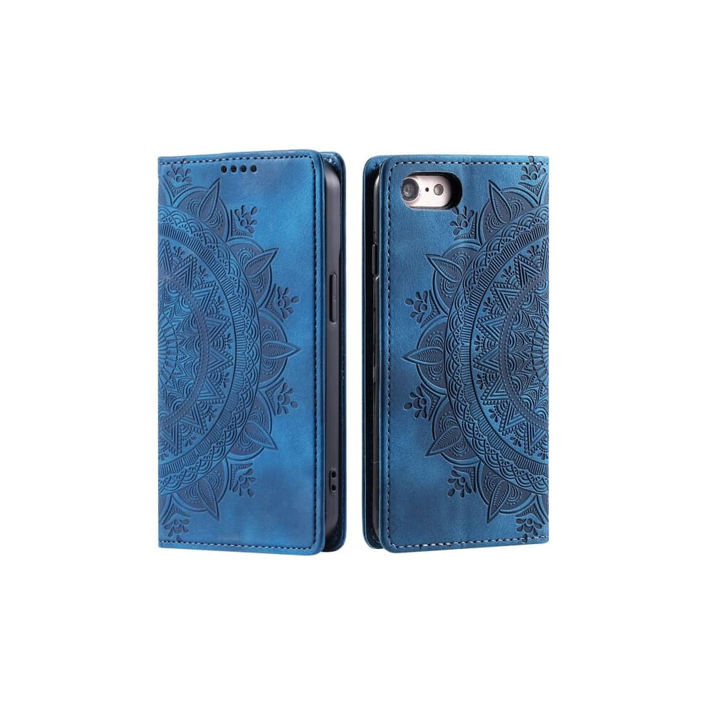 Iphone 16E Flip Case Mandala Leather Blue 962029327745