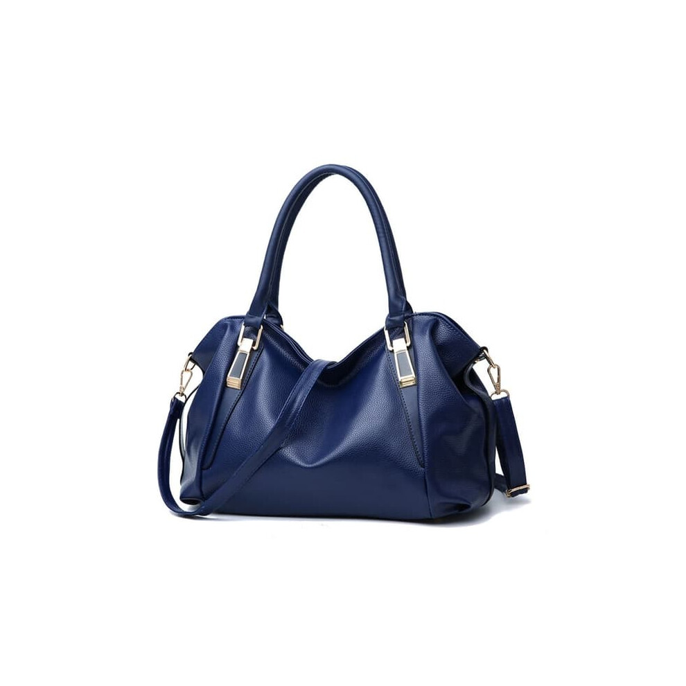 Faux Leather Tote Handbag Blue Shoulder Bag 962029666431