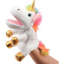Plush Unicorn Hand Puppet with Movable Mouth 1pc