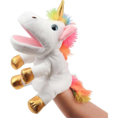 Plush Unicorn Hand Puppet with Movable Mouth 1pc