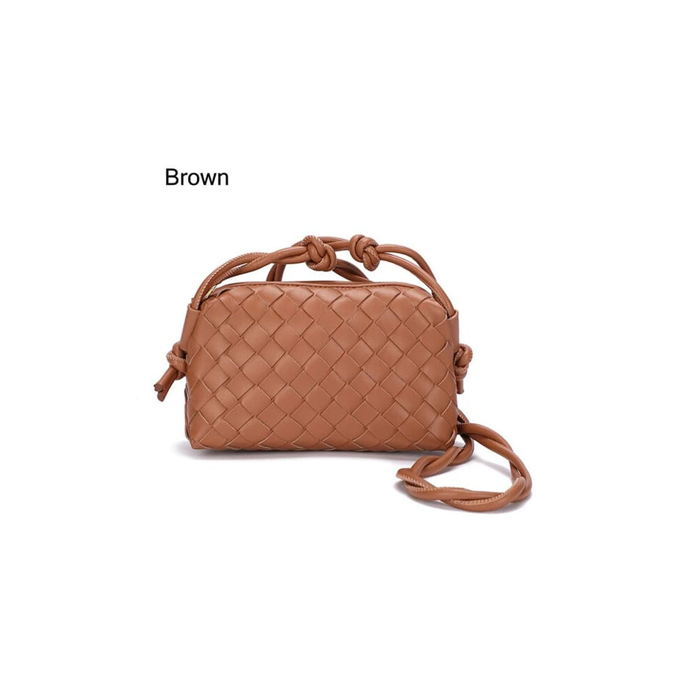 Women's Crossbody Bag Pu Braided Brown 962029667483