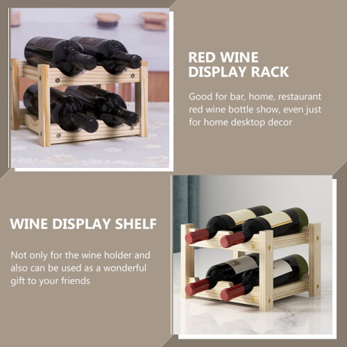 Wooden Bottle Rack Foldable Countertop Stand 4-Bottle 2