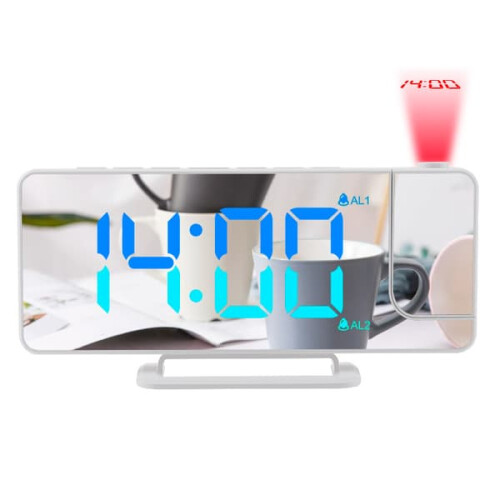 INF Alarm Clock with RGB LED Projector White