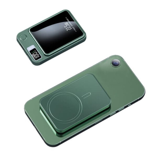 Bateria externa sem fio Powerbank verde