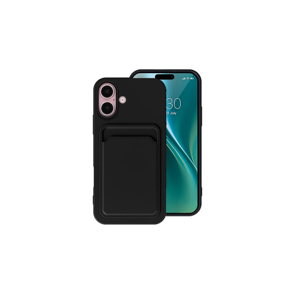 Iphone 16 Silicone Case With Card Holder - Black 962125367676