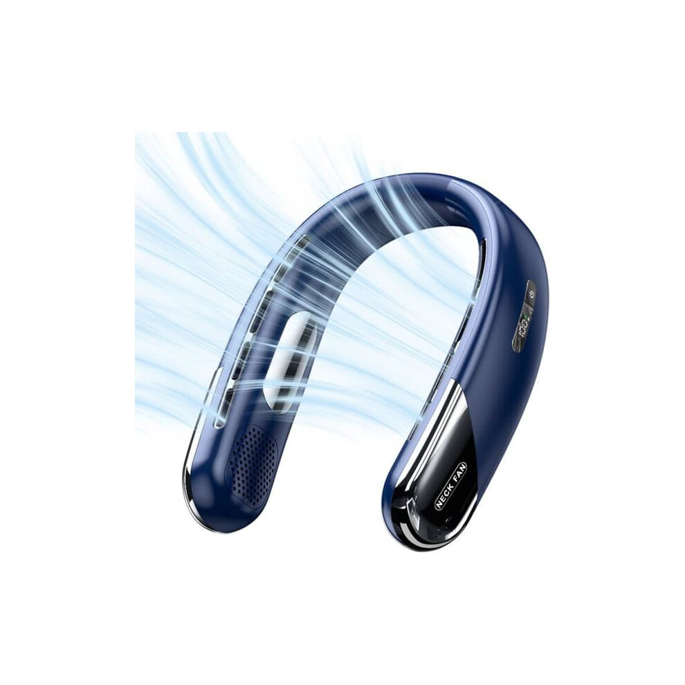 Bladeless Neck Fan Quiet 5-Speed Rechargeable Blue 962125367461