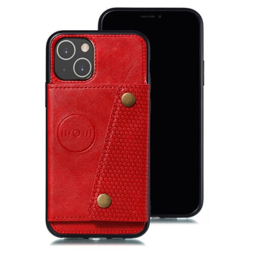 Compatível com iPhone 13 Mini - Capa lisa e bem projetada com porta-cartões, vermelha