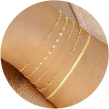 Zlaté náramky pre ženy, jemná pozlátená 14K zlatom, stohovateľná sada, vodeodolné a nastaviteľné, minimalistické drobné šperky