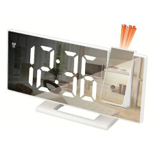 LED digital veggklokke projeksjonsklokke projektor takklokke med tid temperaturvisning bakgrunnsbelysning snooze-klokke for hjemmet hvit
