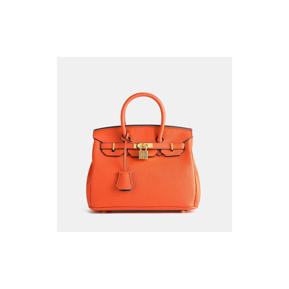 Lychee Pattern Platinum Women's Shoulder Bag 30Cm Orange 962029671824