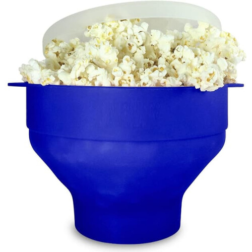 Bol pliabil din silicon pentru popcorn, albastru