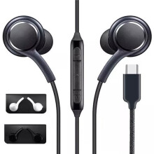 Cluasáin dhubha le haghaidh cábla fuaime hi-fi Cineál-C atá comhoiriúnach le Samsung, comhoiriúnach le iPad, dubh, méid amháin
