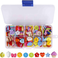 Sewing Buttons Colored Plastic 235 Pieces with Storage Box