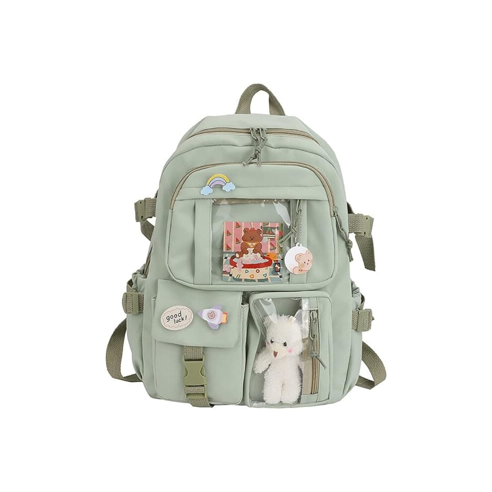 Kawaii Bear Backpack Green Large Capacity School Bag for