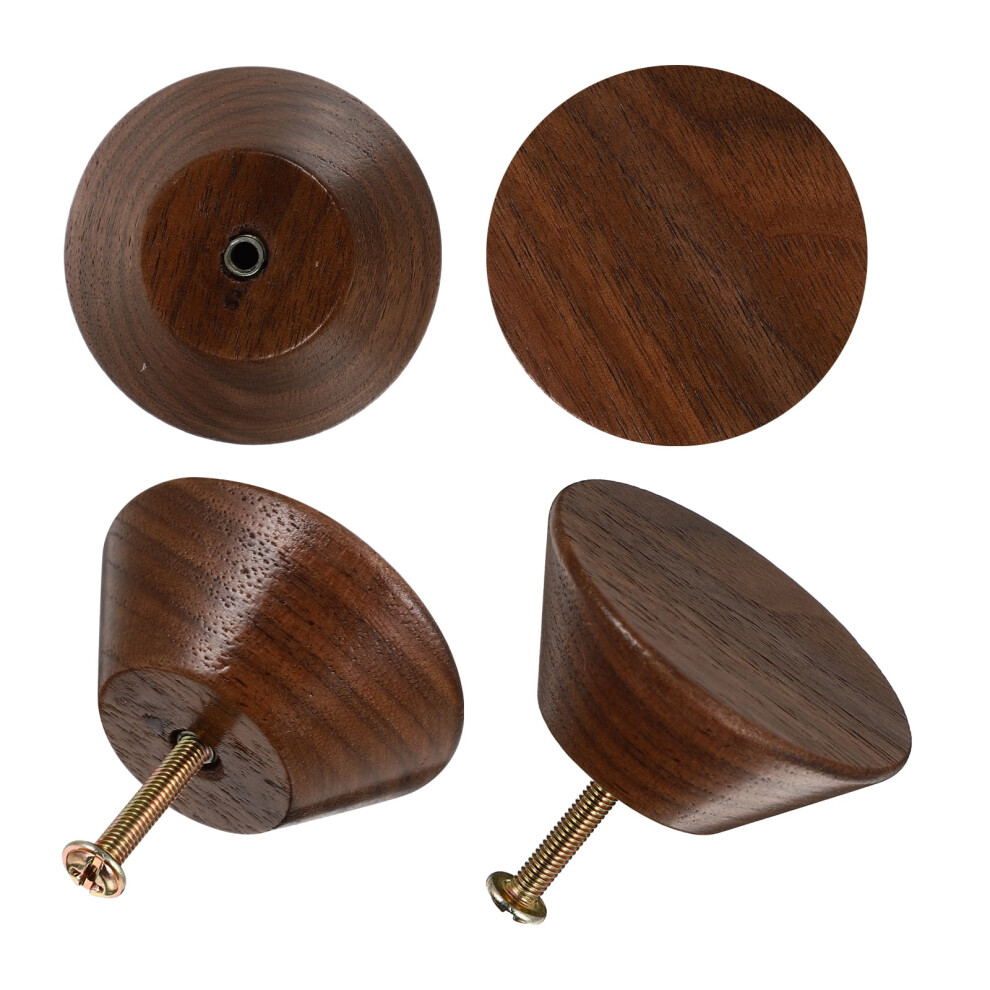 Round Button Handle Wooden Cabinet Knobs 4 Pcs 940684117376