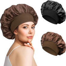 Satin Night Cap for Women Black Coffee 2 Pieces