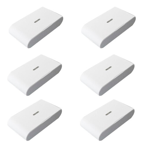 6pcs 433MHz Wireless Vibration Glass Break Detector, Adjustable Sensitivity, Compatible with Alarm Systems White
