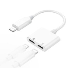 Pacote com 2 unidades, 2 em 1, compatível com iPhone 13/12/11/Xs/Max/X/8/7/6/5. Adaptador/Divisor Lightning Duplo.