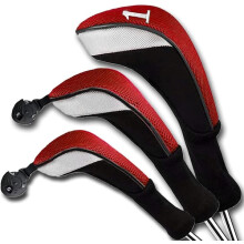 Golf Club Head Cover for Driver Hybrid Fairway 3-Pack Red
