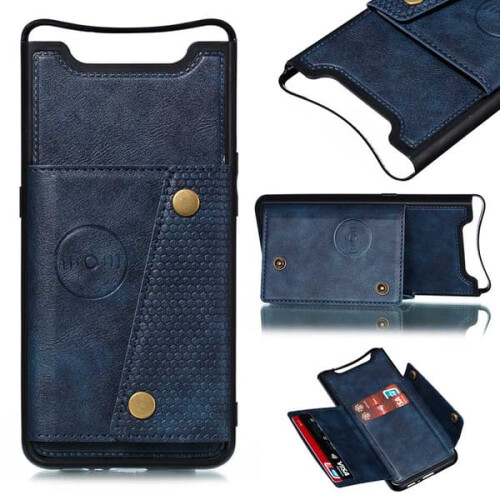 Capa com compartimento para cartão - compatível com Samsung Galaxy A80 Azul Escuro