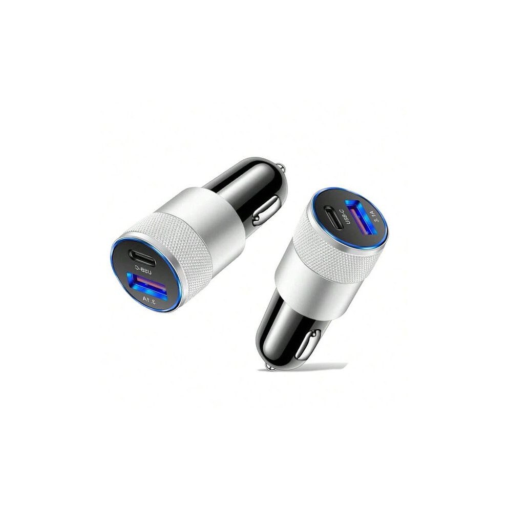 Usb-C Fast Car Charger Pd 3.0 2-Port 3.1A Silver 962029678342