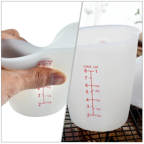 Copo medidor de silicone com escala dupla para líquidos (pacote com 2) 1