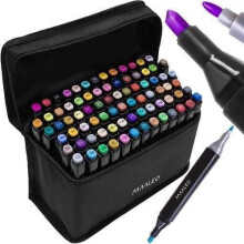 Marker Pens Double-Sided Multi-Color 80-Pack with Case