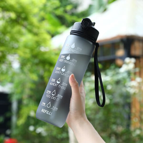 Water Bottle Plastic Sports Cup 1000 mL Black