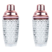 2X 13Oz Glass Cocktail Shaker Set - Glass Shaker for Cocktails, Drink Shakers Cocktail and Cocktail Shakers Rose Gold