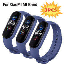 3 bhanda láimhe silicone do Mi Band7 6 5 4 3, comhoiriúnach le strap Xiaomi Mi Band, athsholáthar spóirt, gorm meán oíche
