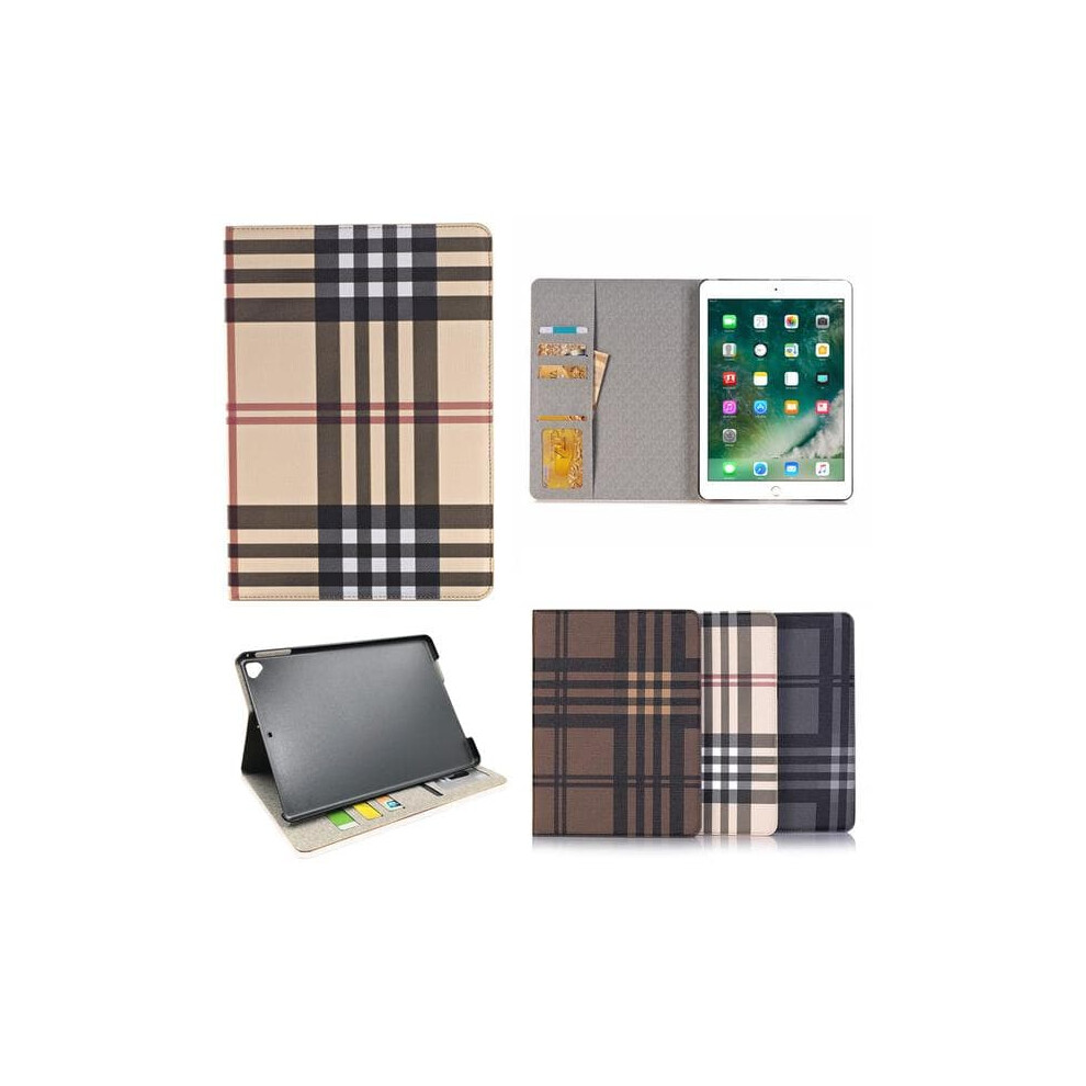 Wallet Case For Ipad 9.7 Inch 2017 2018 Check Pattern Brown 962029662853