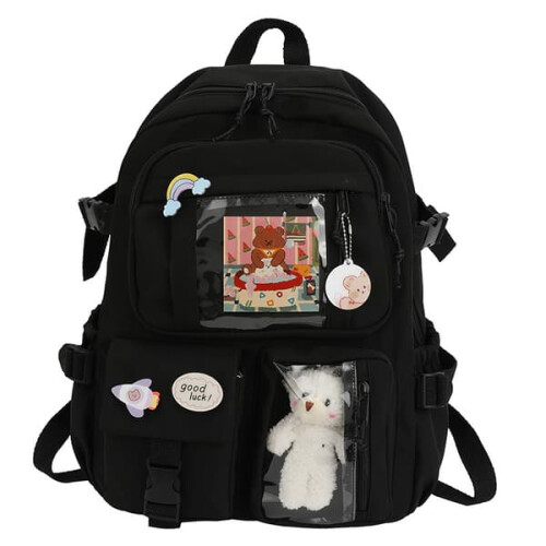 Σακίδιο πλάτης Kawaii, μεγάλης χωρητικότητας χαριτωμένο σακίδιο πλάτης με αξεσουάρ