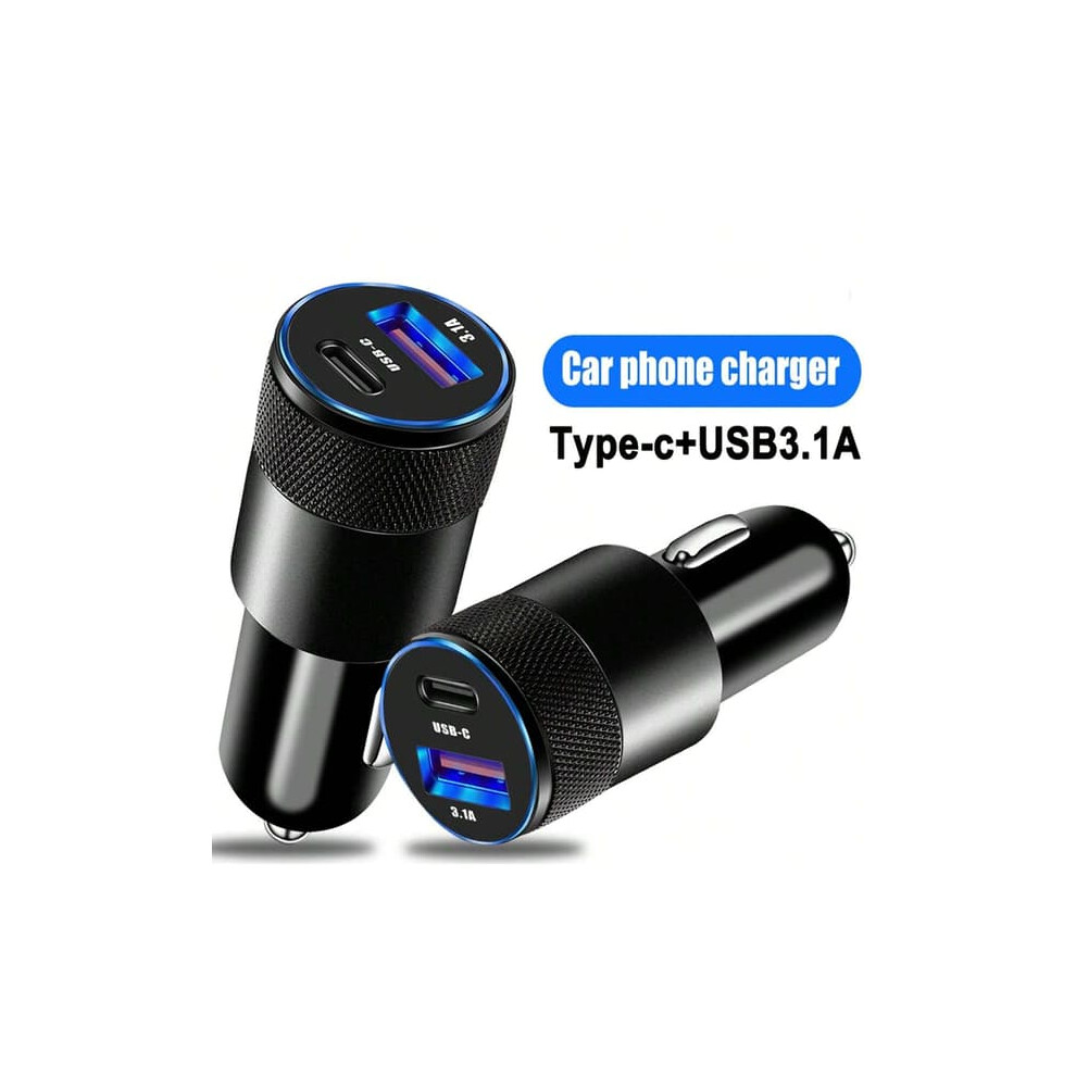 Usb-C Fast Car Charger Pd 3.0 Dual Port 3.1A Black 962029678373