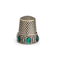Vintage sewing thimble green finger protector 1 piece