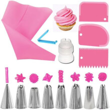 Ensemble de tulle - 14 pièces - Poche à douille, douilles, racloir à pâte, bleu