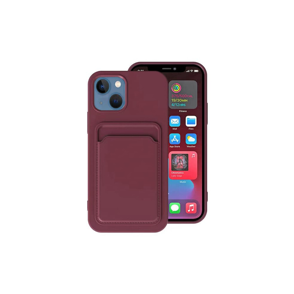 Iphone 14 Case With Card Holder Burgundy 962125851267
