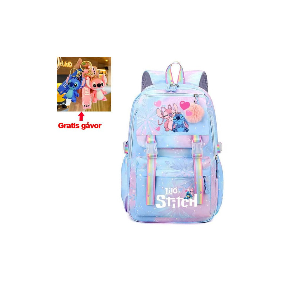 Stitch Girls School Backpack Blue Large Capacity