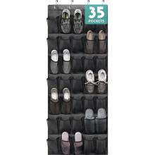 Over the Door Shoe Rack Black with 35 Pockets