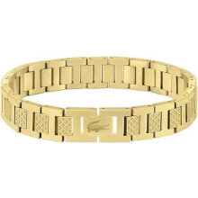 Stainless Steel Link Bracelet with Petit Piqué Pattern