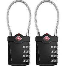TSA 4-Digit Suitcase Lock with Alarm, Black (2 Pack)