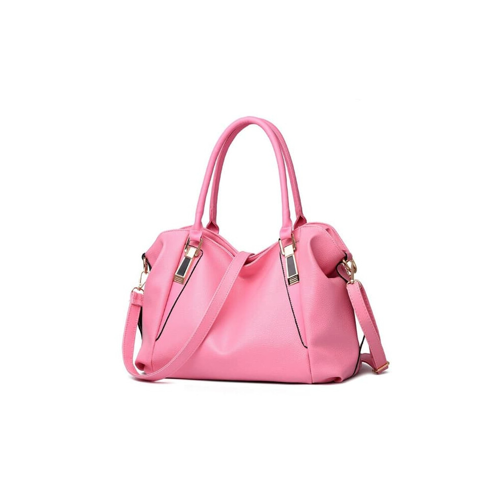 Faux Leather Handbag Tote Shoulder Bag Pink 962029666356